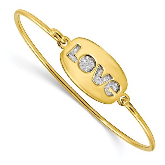 Jewelry - Sterling Silver Gold-Tone Glitter Love Bangle